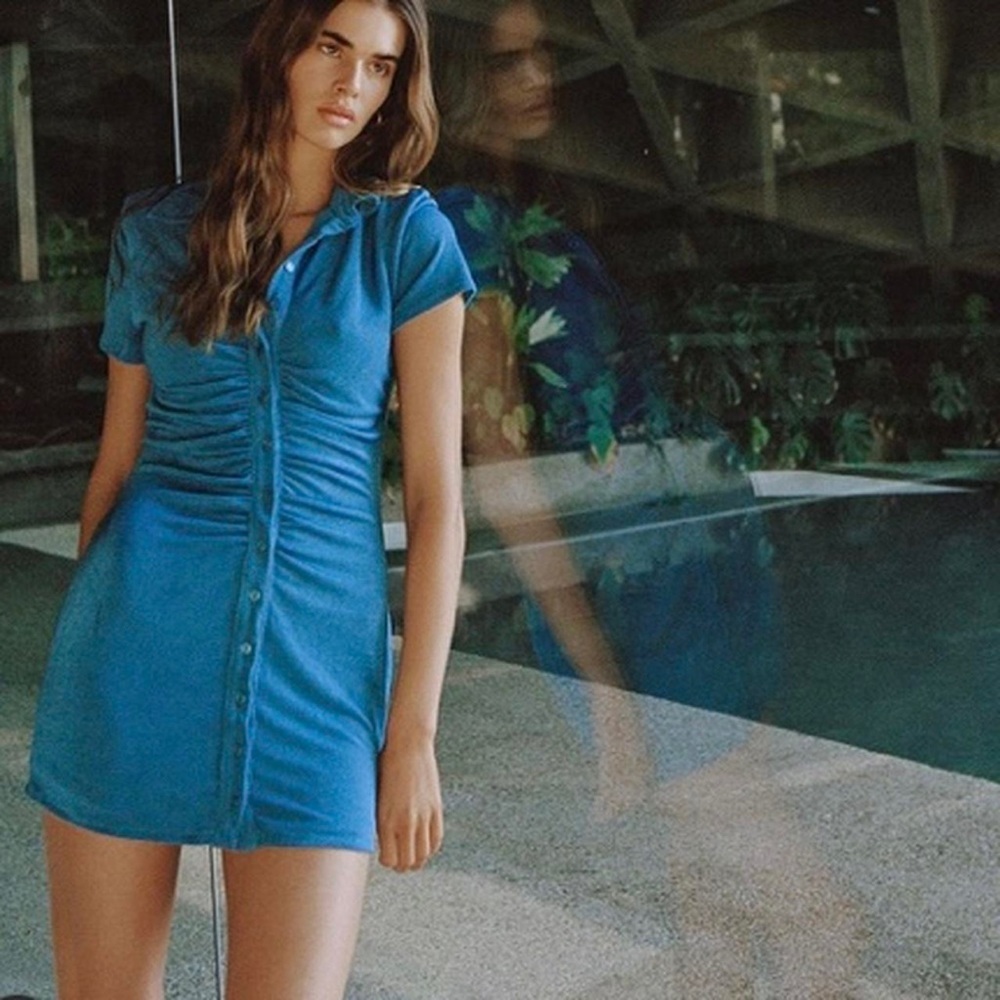 *nwt* With Jéan Alexa Blue Ruched Dress